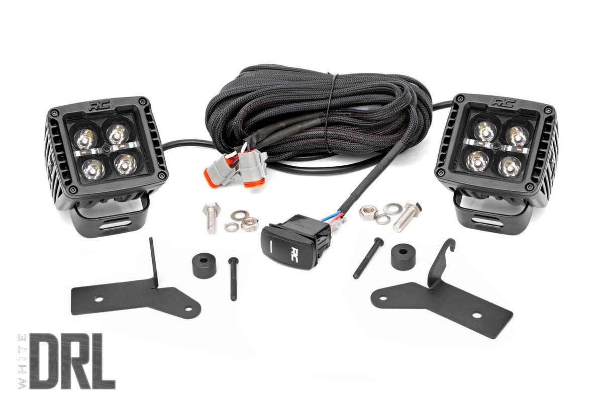 Rough Country 2" LED Lower Windshield Kit Wrangler JL Gladiator Blk-Series 70052DRL
