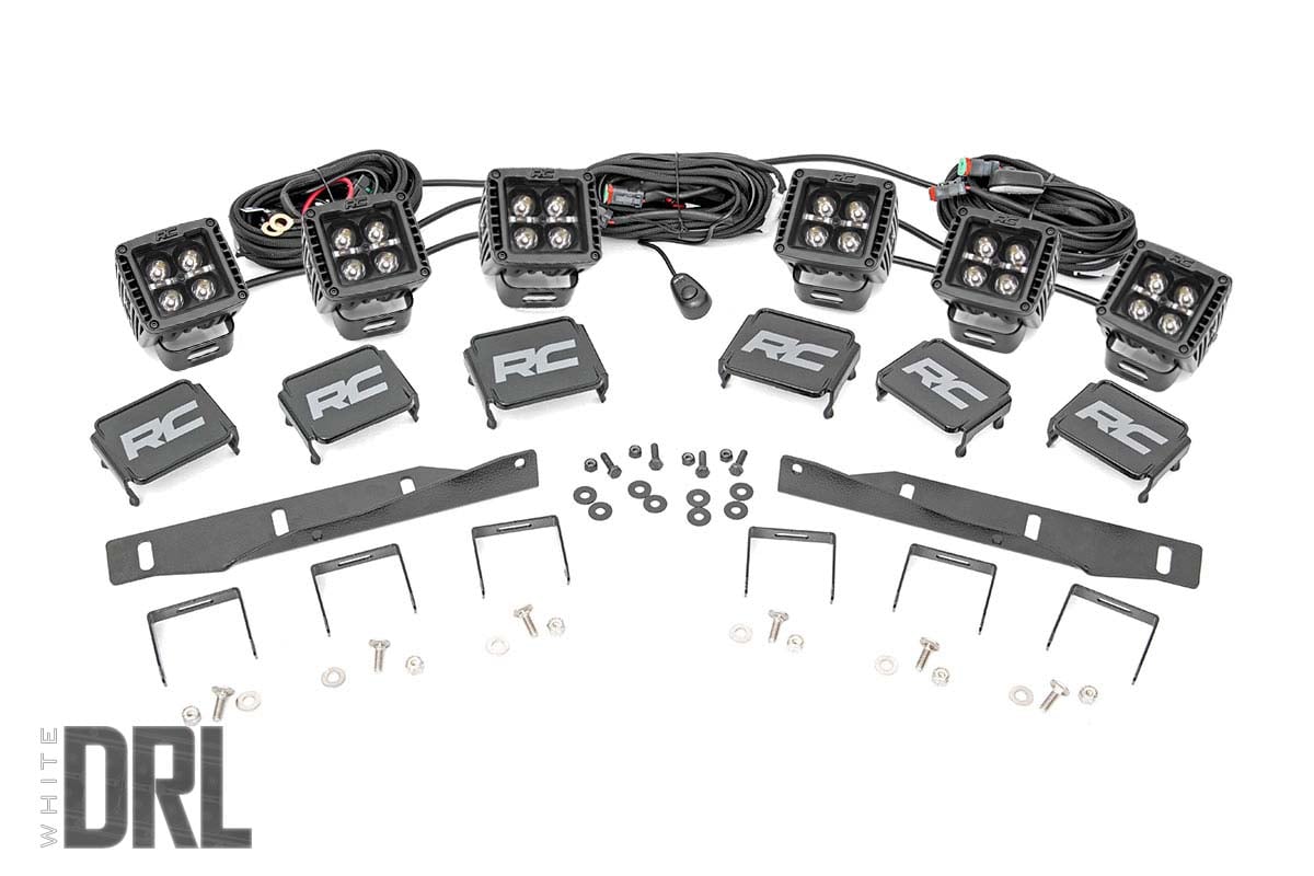 Rough Country Ford Triple LED Fog Light Kit BLK Ser 17-19 F-150 Raptor 70700DRL