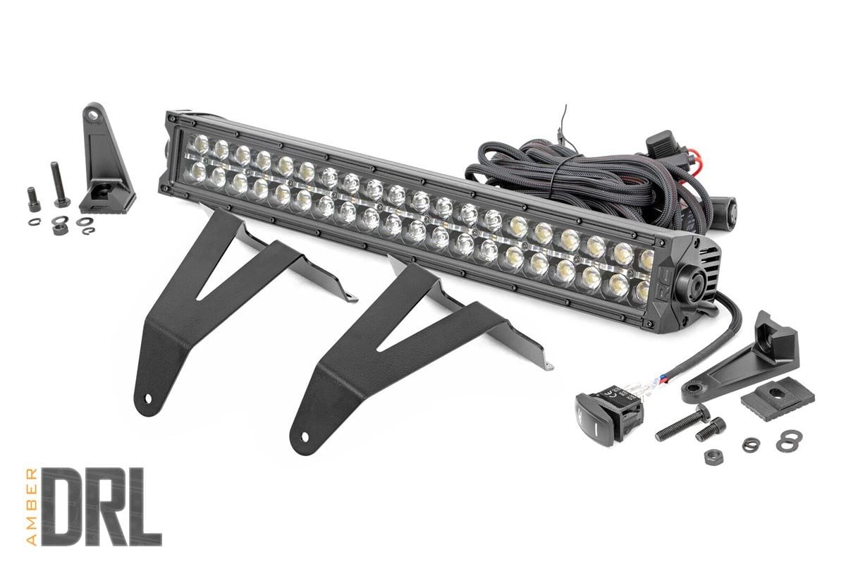 Rough Country 20" LED Bumper Kit BLK Ser w/Amber White DRL 19-20 RAM 1500 70779DRLA
