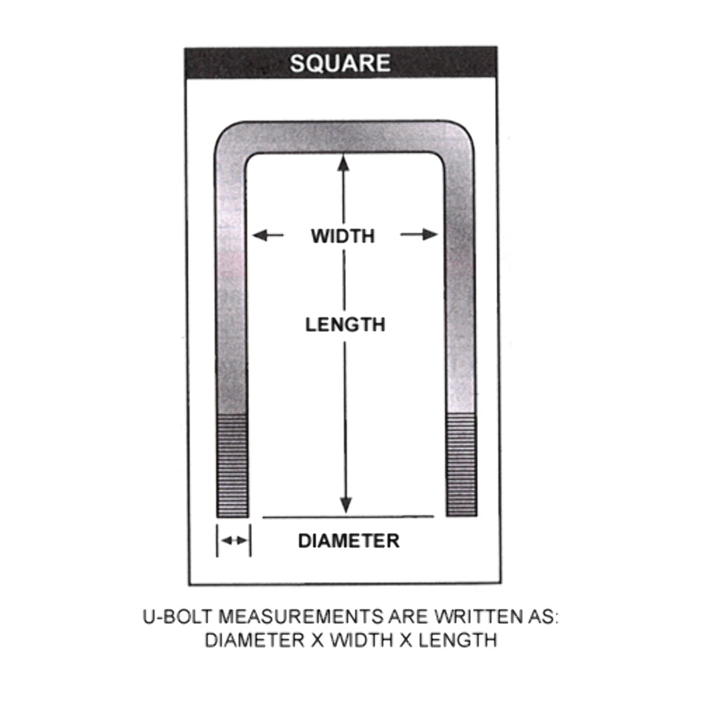 U-Bolt Kit - 9/16 x 3 1/4 x 8 1/2 Square