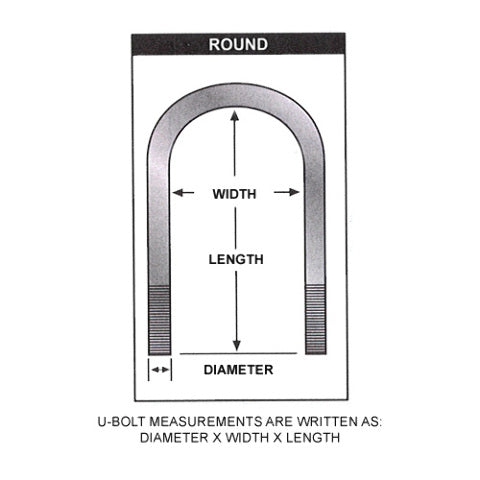 U bolt kit - 5/8 x 3 5/8 x 15 Round 7638