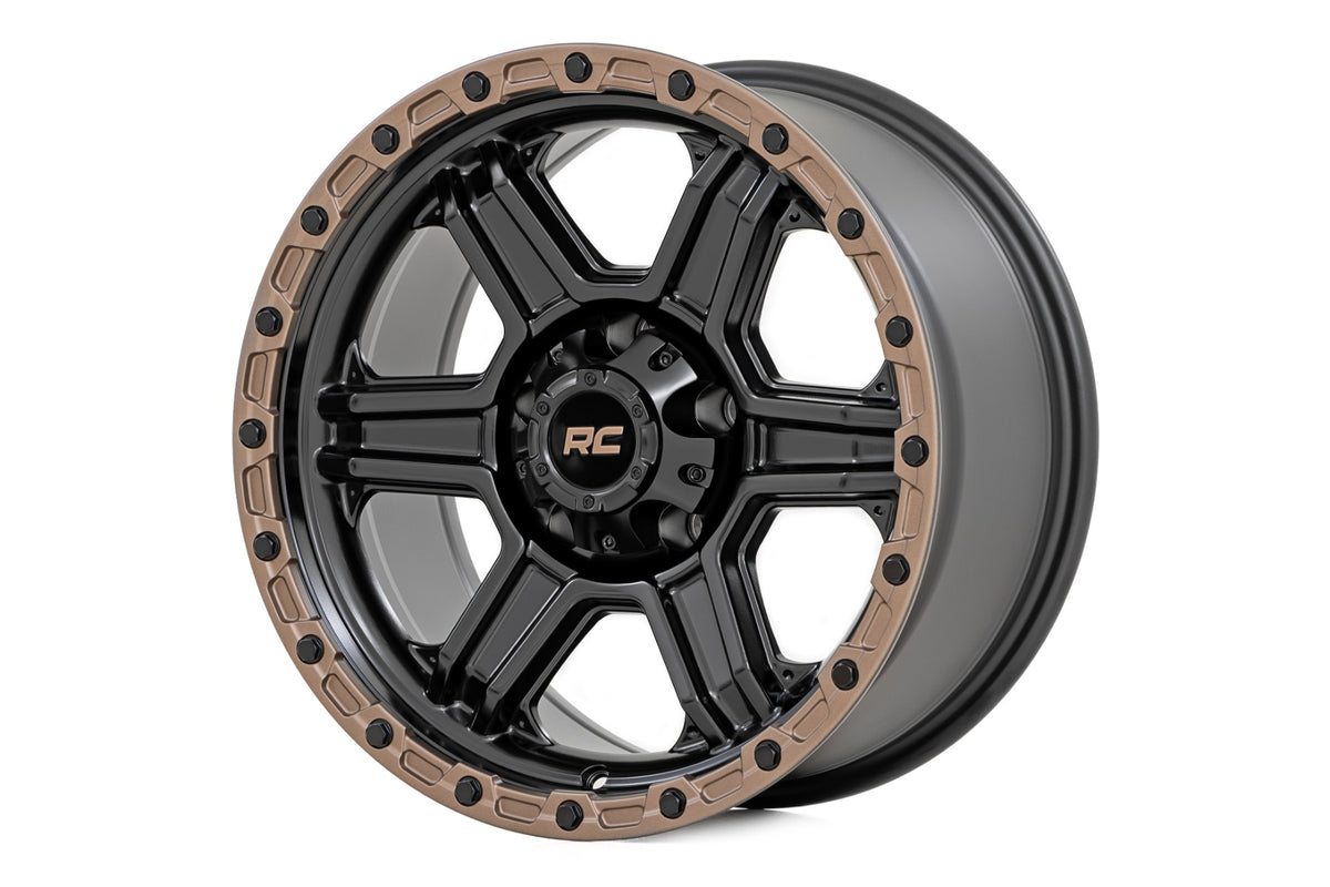 Rough Country 79 Series Wheel 1-Piece SemiGloss Black w/Bronze Ring 18x9 5x5 0mm 79180918A