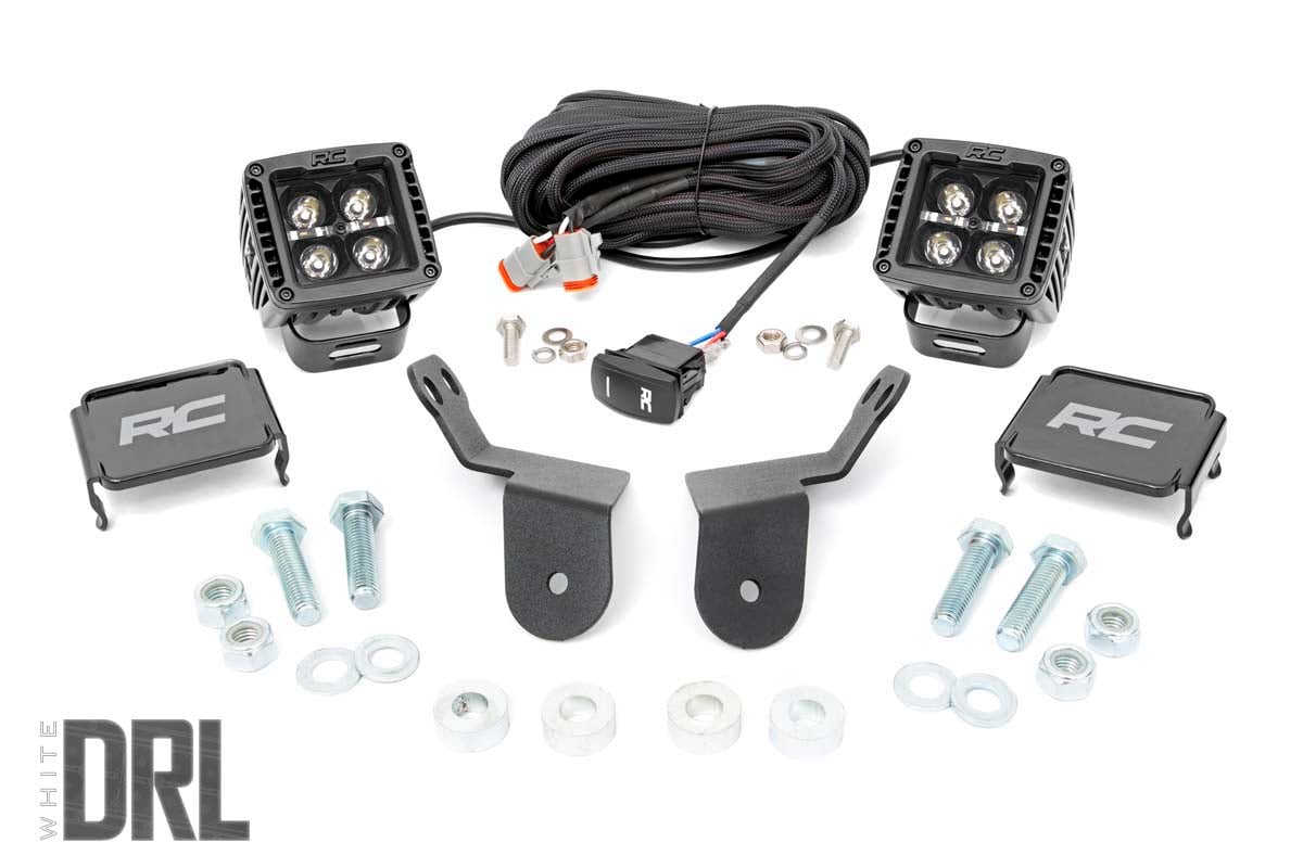 Rough Country Dual LED Cube Kit 2in Black Series w/White DRL 16-20 Pioneer 92011