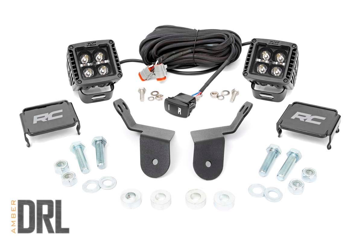 Rough Country Dual LED Cube Kit 2in Black Series w/Amber DRL 16-20 Pioneer 92021