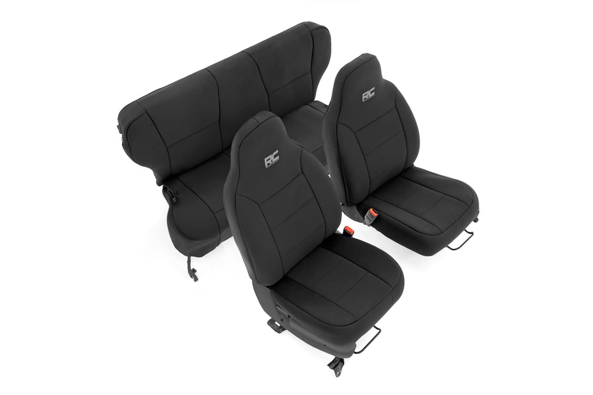 Rough Country Neo Seat Cover Set Black 97-01 XJ w/Non-Detachable Headrest 91022