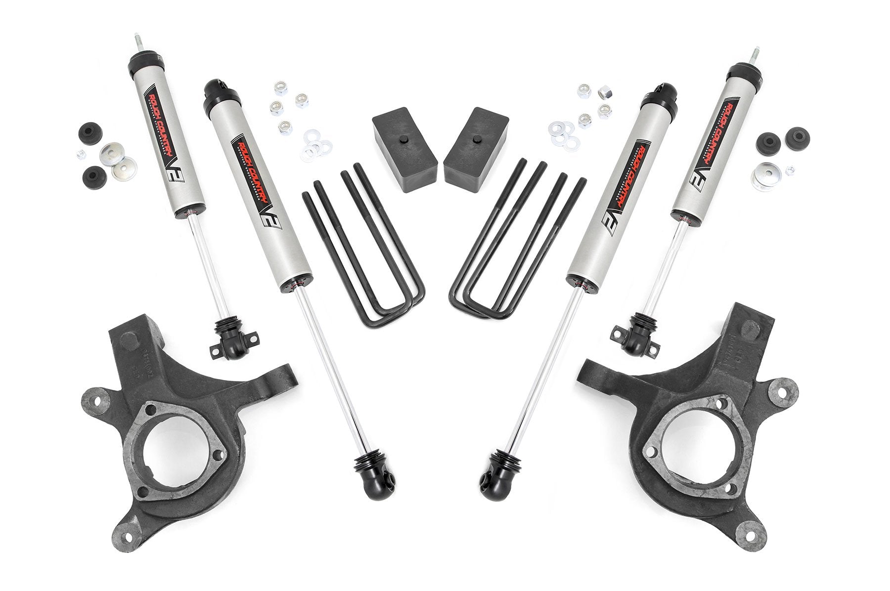 Rough Country Suspension Lift Kit 3in Chevy/GMC 99-06 1500 PU 2WD w/V2 Shocks 23277