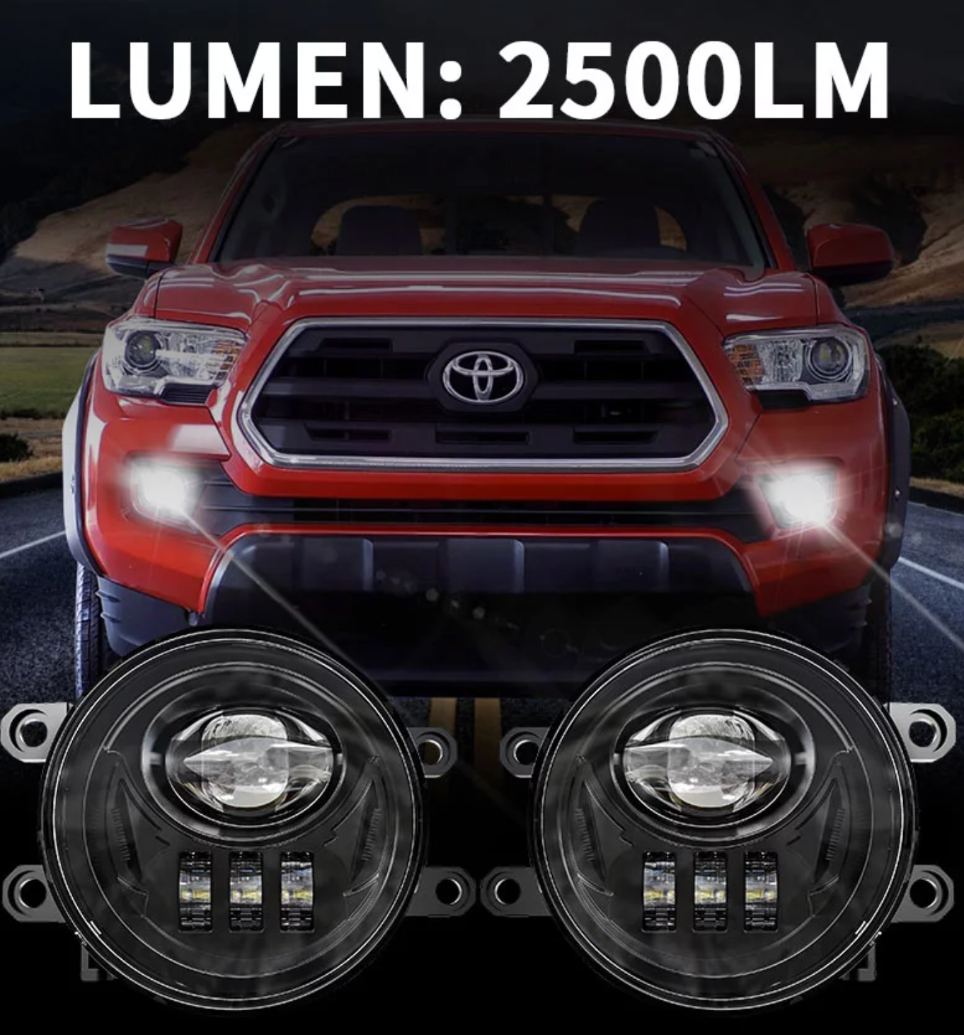 Code 4 LED Supply Tacoma Fog Lights, Black Housing (C4-TACFOG-BL)