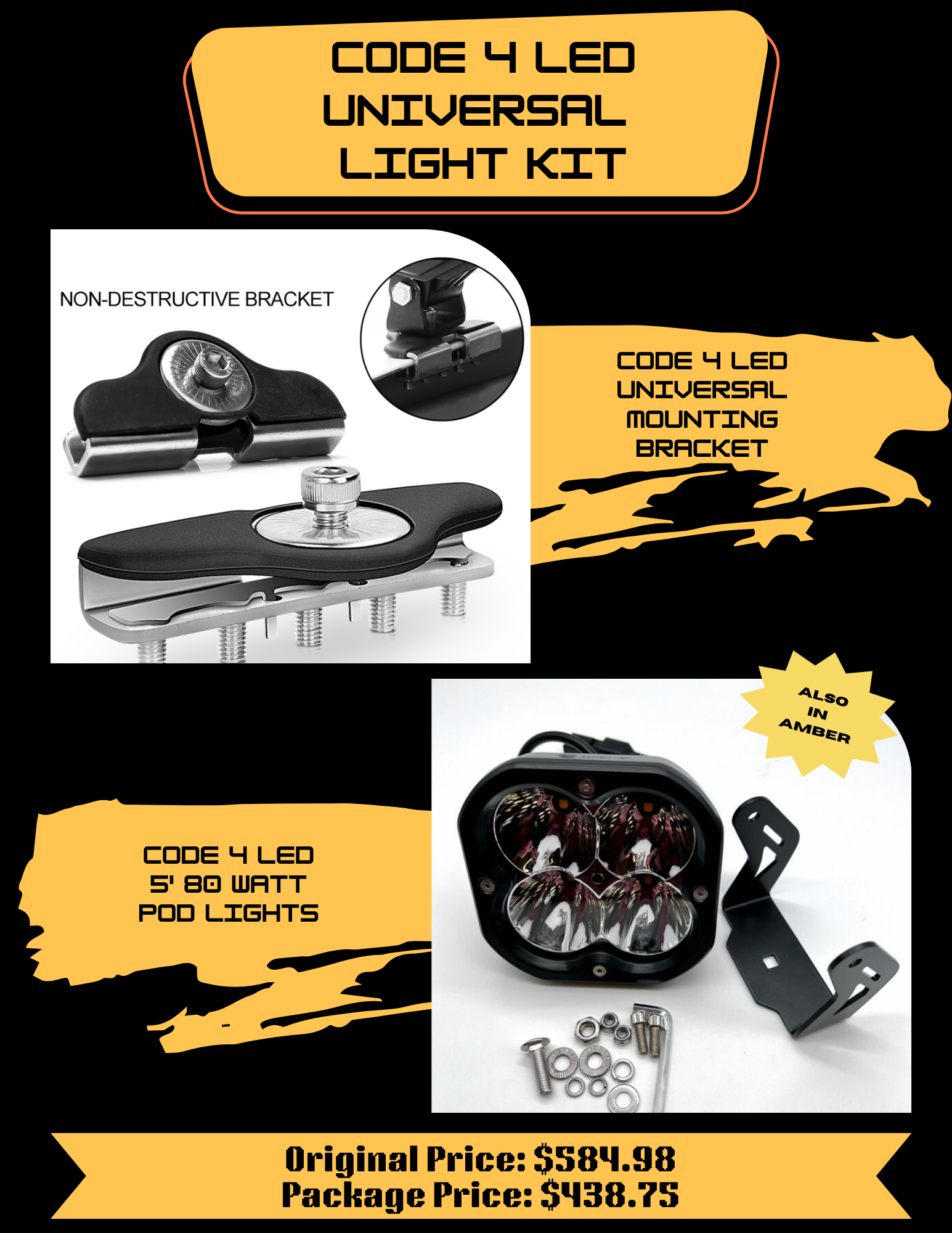Universal Light Kits - Amber 5" 80 watt Pod Lights -1
