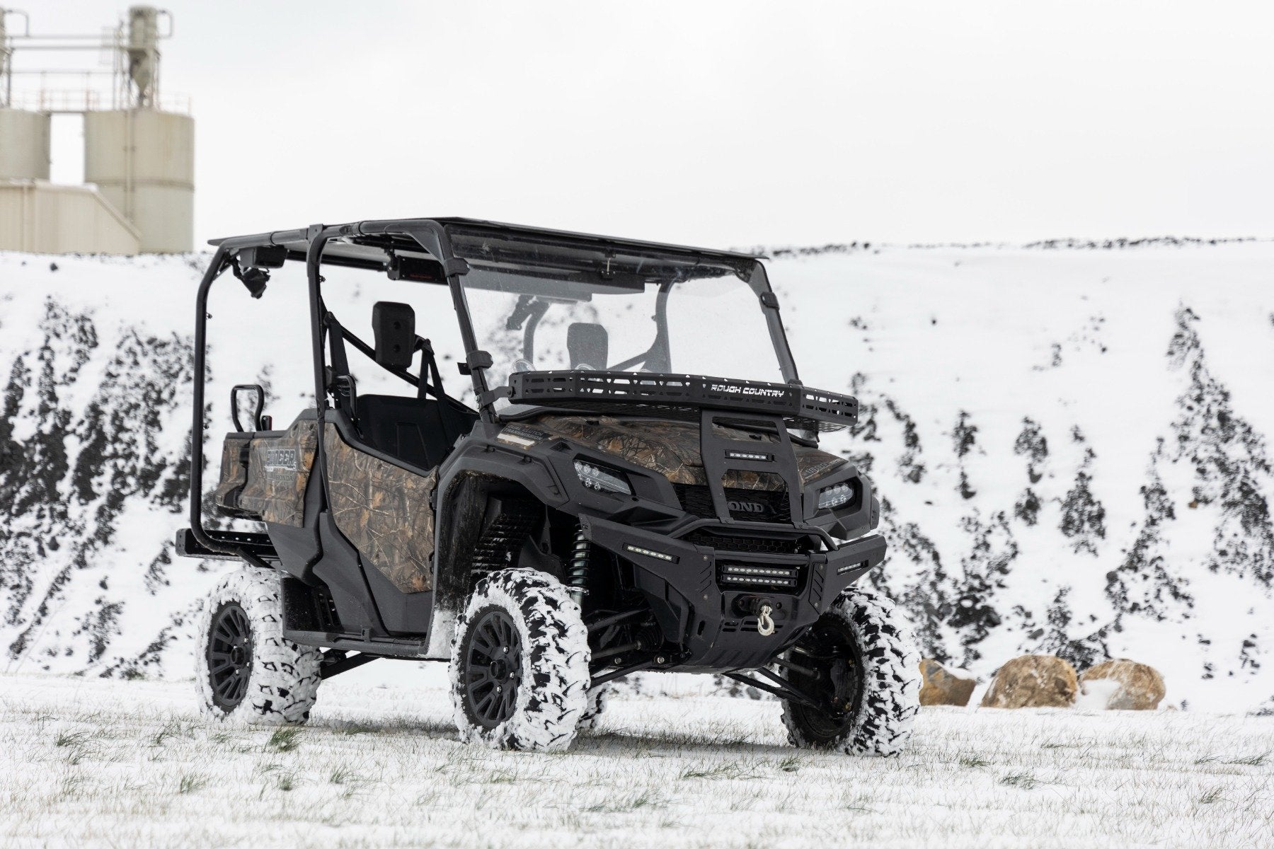 Rough Country Front Cargo Rack Black LED 6" Light Honda Pioneer 16-21 92059