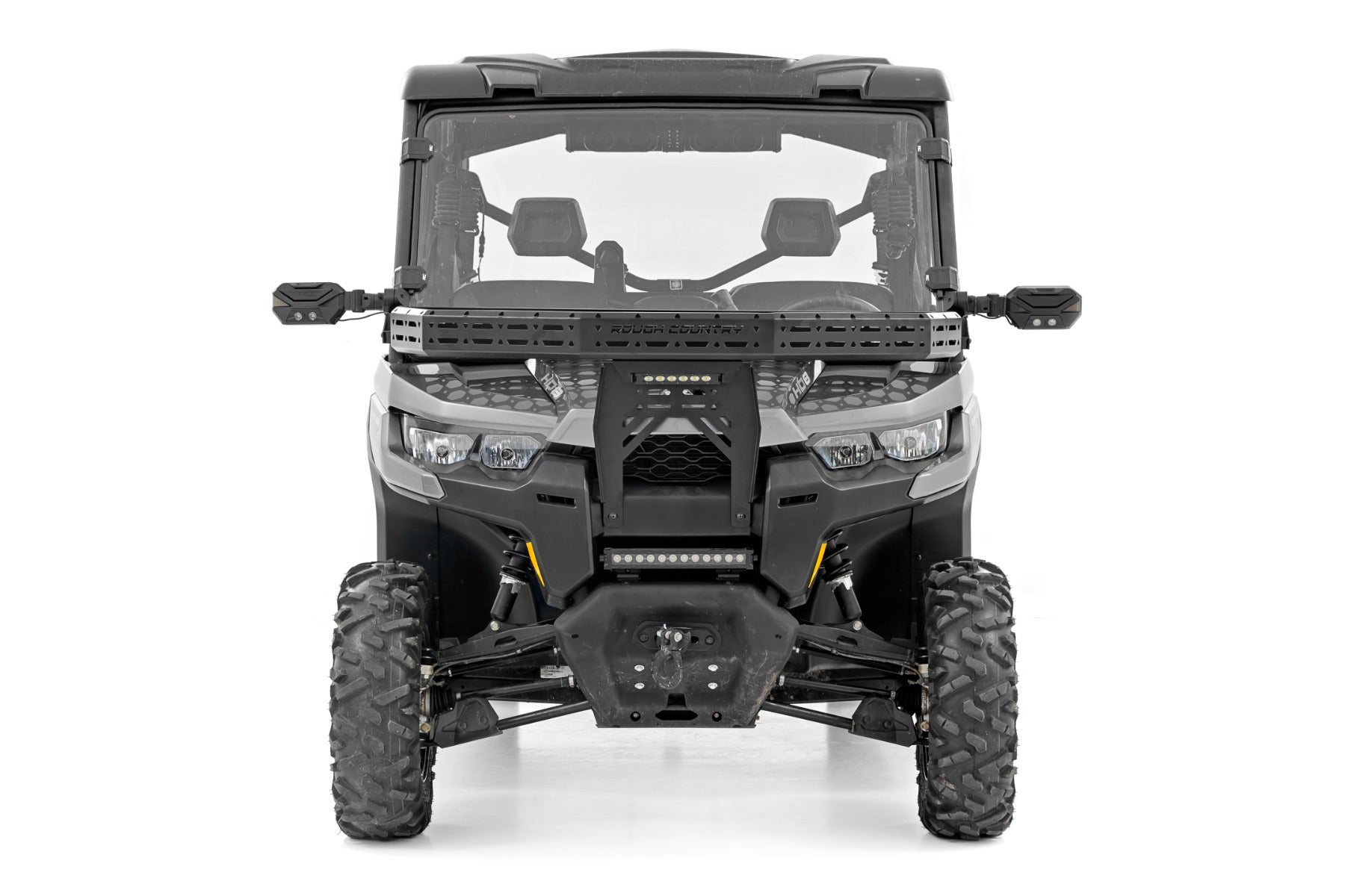 Rough Country Front Cargo Rack Black LED 6" Light Can-Am Defender 97074
