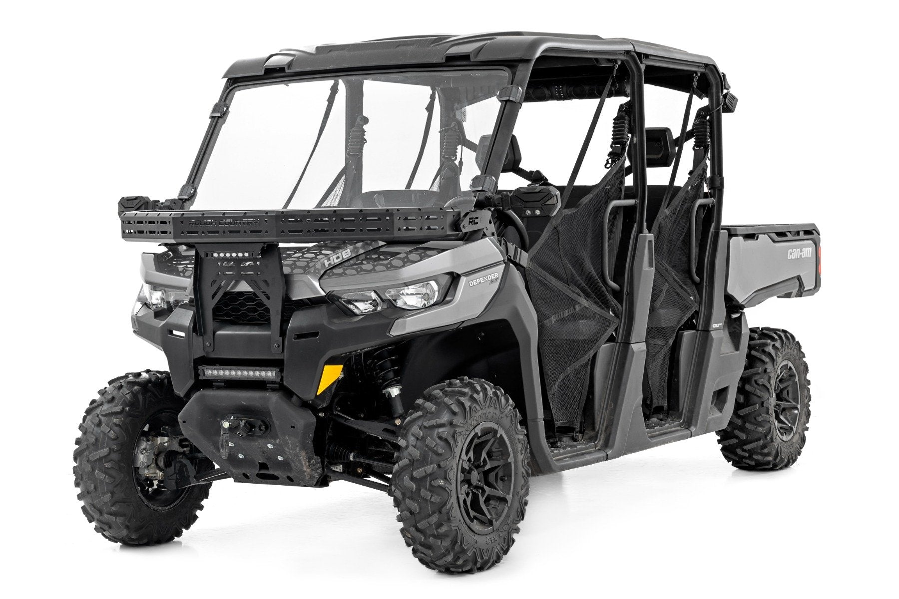 Rough Country Front Cargo Rack Black LED 6" Light Can-Am Defender 97074