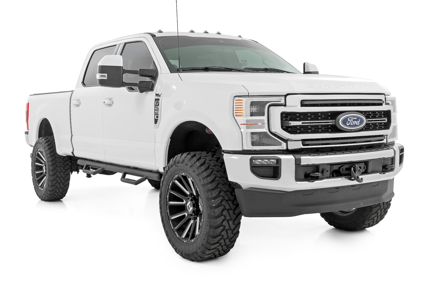 Rough Country Nerf Steps | Cab Length | Crew | for Ford F-150/Lightning/F-250/F-350/Raptor (15-26) RCF1596CCB