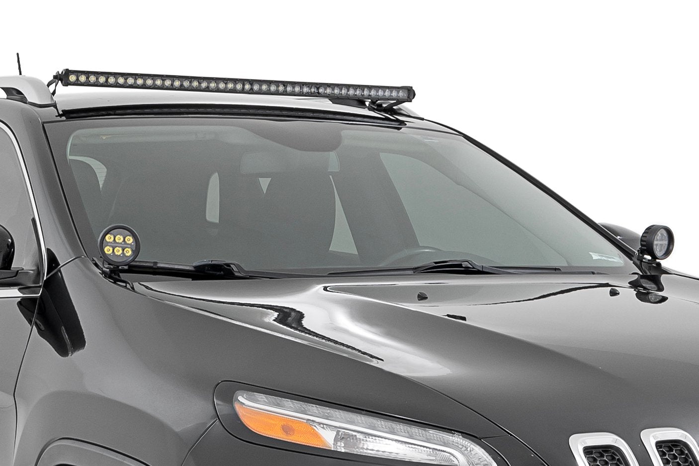Rough Country LED Light Kit Roof Mount 40" Black Single Row Jeep KL 14-22 70086