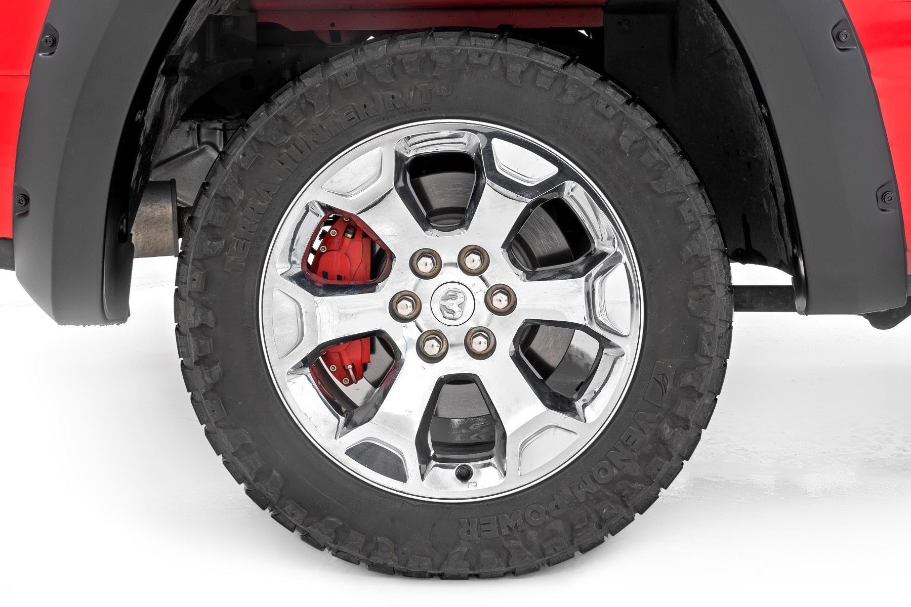 Rough Country Caliper Covers | Rear | Red | for Ram 1500 2WD/4WD (2019-2025) 711482