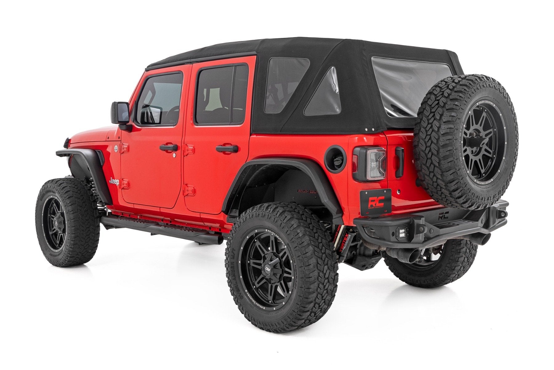 Rough Country Oval Nerf Steps 4Dr Black Jeep Wrangler Unlimited 18-23 21016