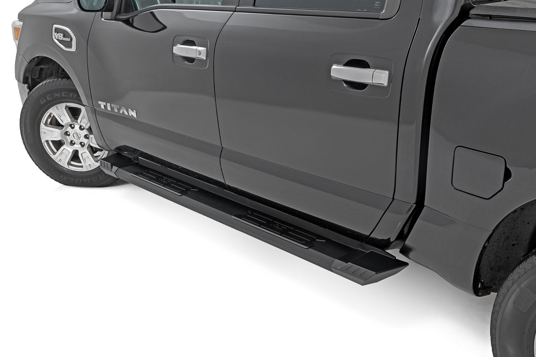 Rough Country HD2 Running Boards Crew Cab Nissan Titan 2004-2024 SRB041785A