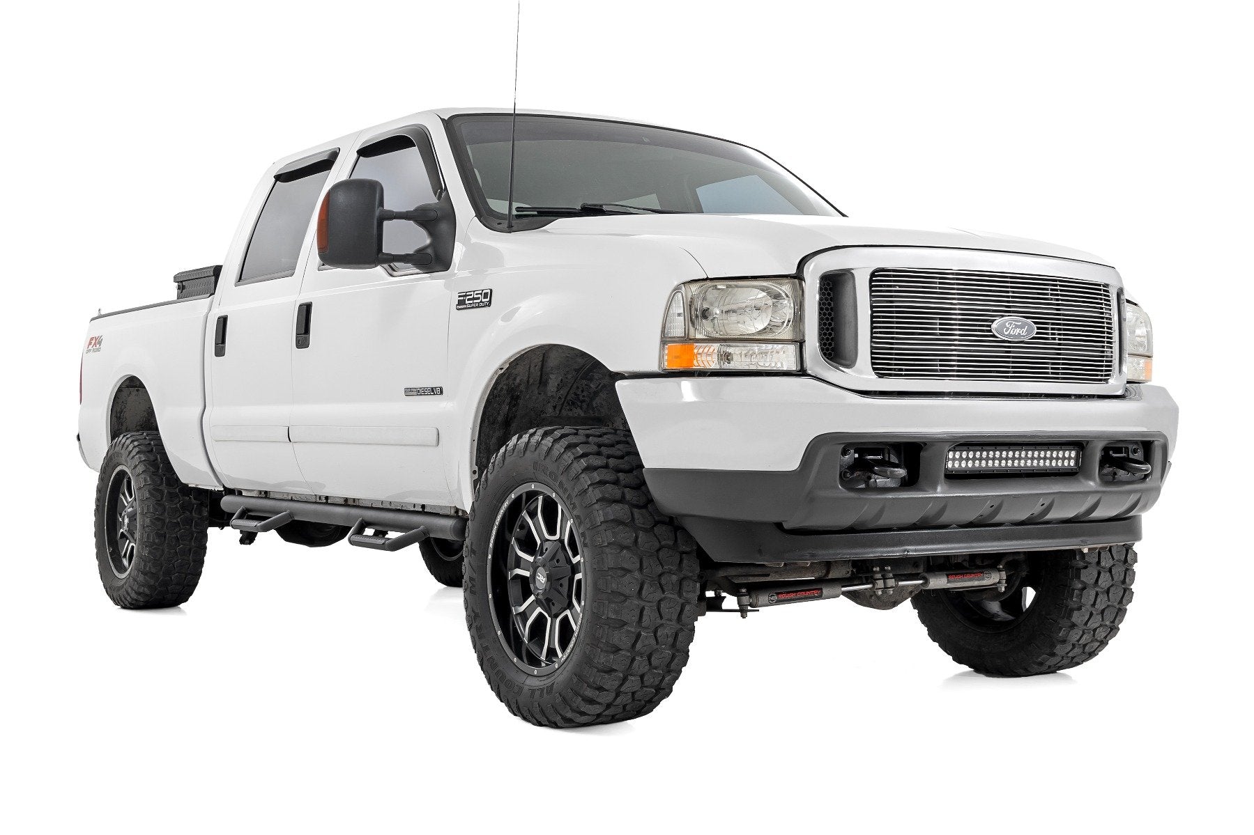 Rough Country Nerf Steps | Cab Length | Crew Cab | for Ford F-250/F-350 Super Duty (99-16) RCF9984CCB