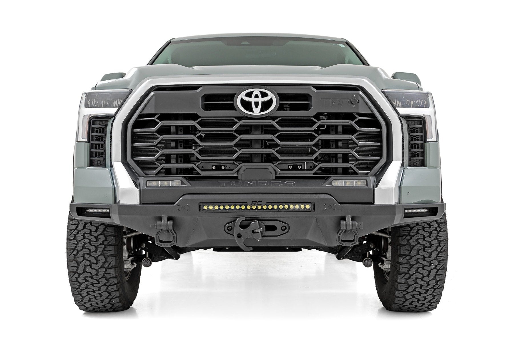 Rough Country Hybrid Front Bumper 12000S Blk LED w/ White DRL Tundra 22-24 72008