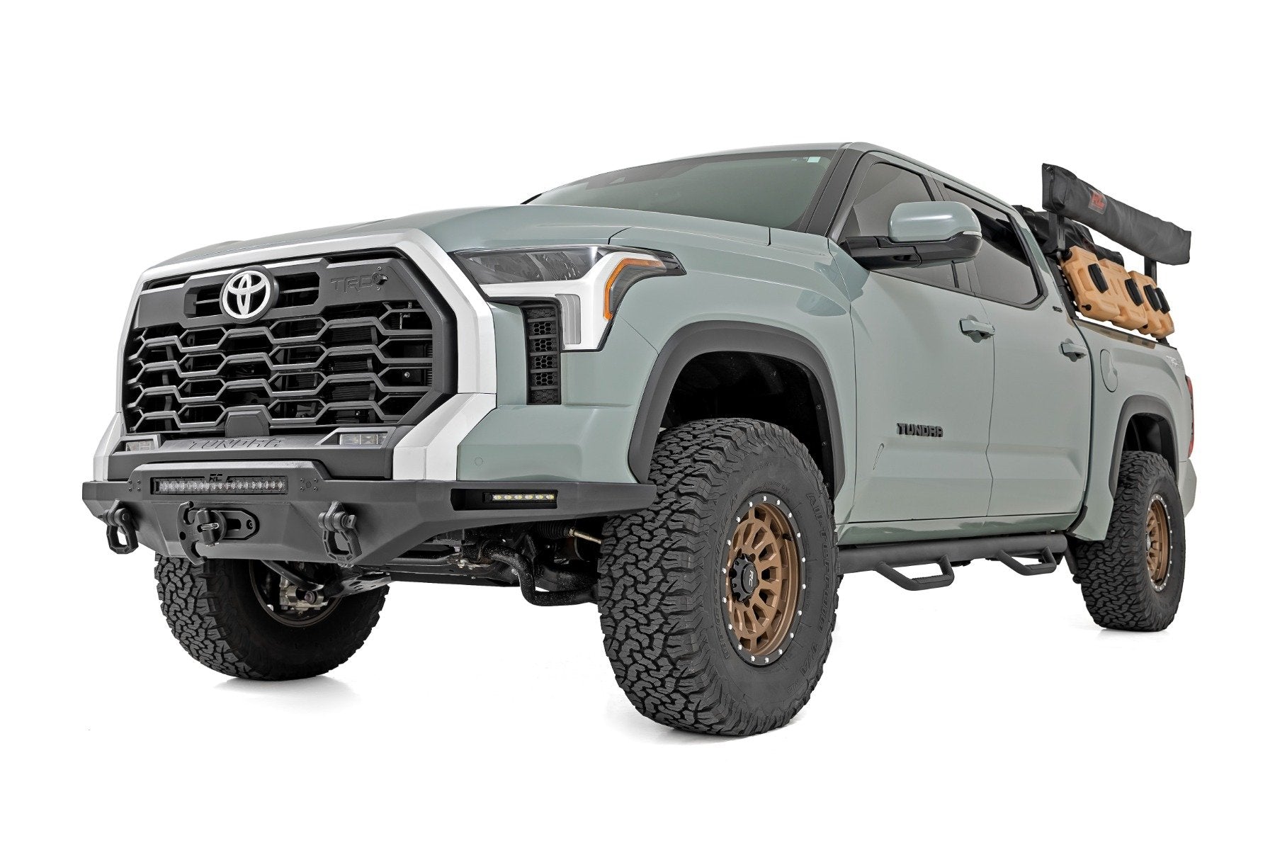 Rough Country Hybrid Front Bumper 12000S Blk LED w/ Amber DRL Tundra 22-24 72009