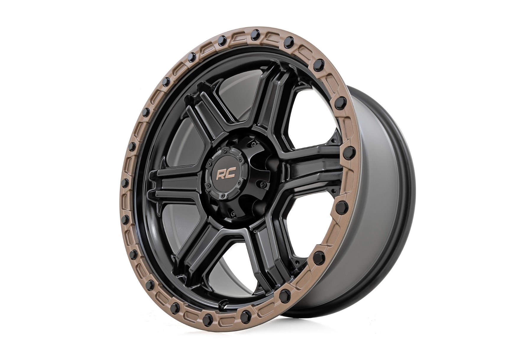 Rough Country 79 Series Wheel 1Pc SemiGloss Black w/Bronze Ring 18x9 6x135 -12mm 79181217A
