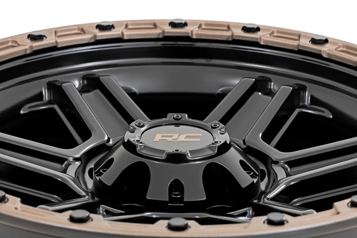 Rough Country 79 Series Wheel 1-Piece SemiGloss Black w/Bronze Ring 18x9 5x5 0mm 79180918A
