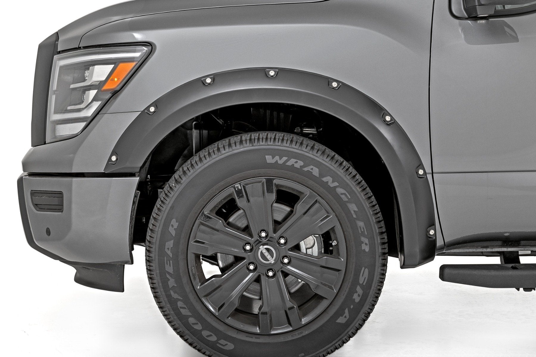 Rough Country Fender Flares for Nissan Titan Crew 17-23 KH3 Super Black NO Emble F-N101705A-KH3