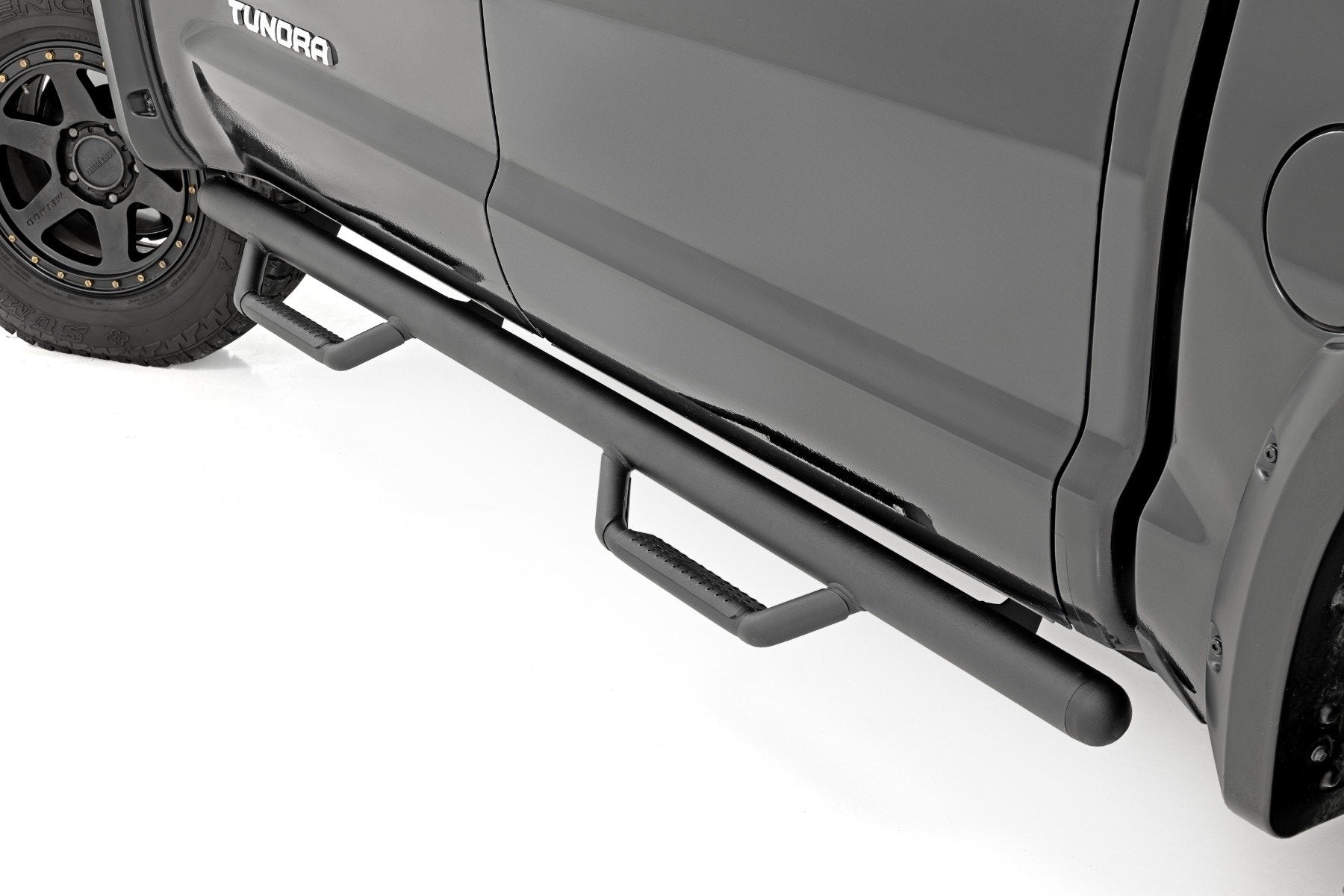 Rough Country Nerf Steps | Cab Length | CrewMax | 5'7" Bed | for Toyota Tundra 2WD/4WD (07-21) RCT0786CCB