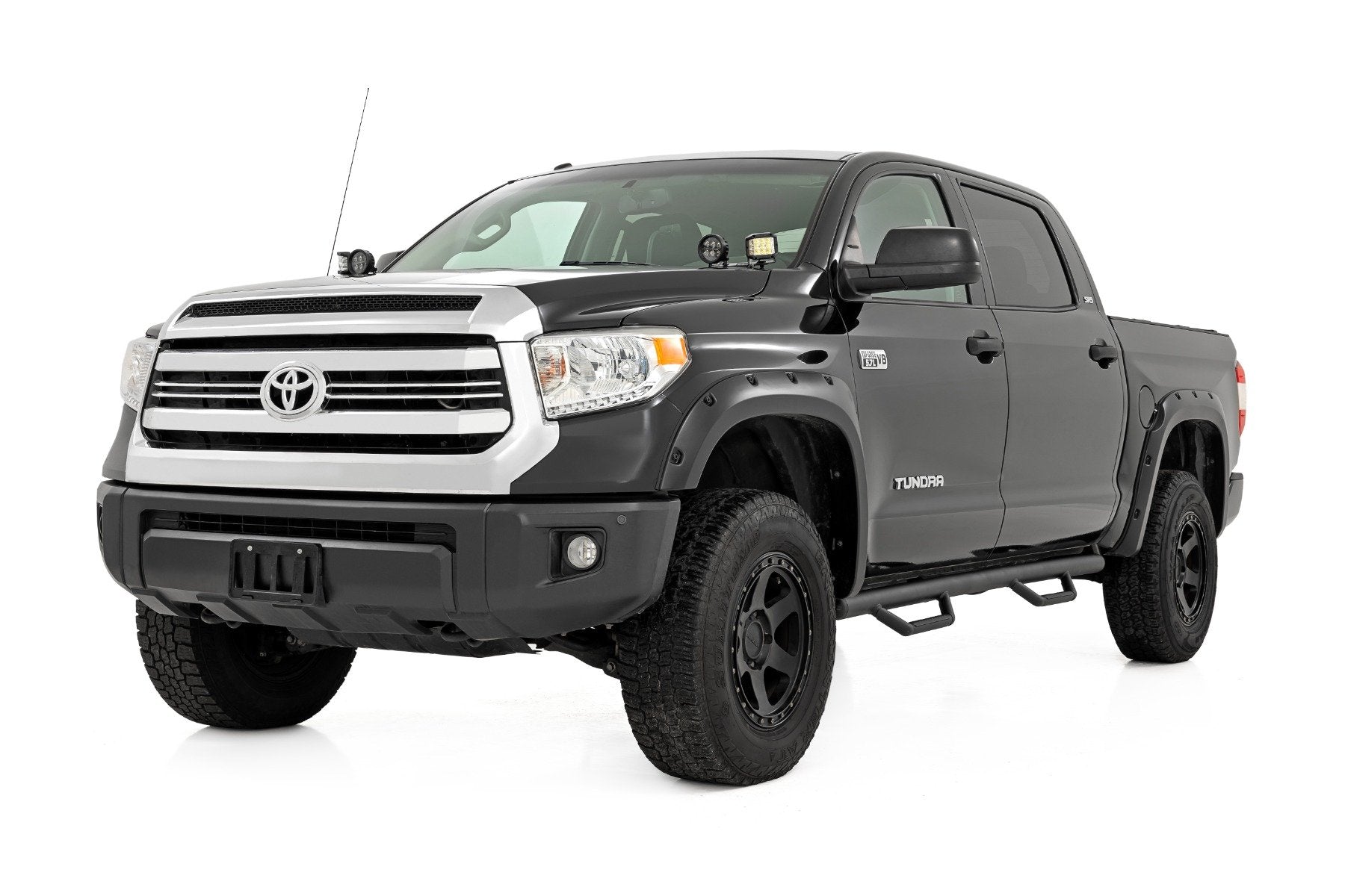 Rough Country Nerf Steps | Cab Length | CrewMax | 5'7" Bed | for Toyota Tundra 2WD/4WD (07-21) RCT0786CCB