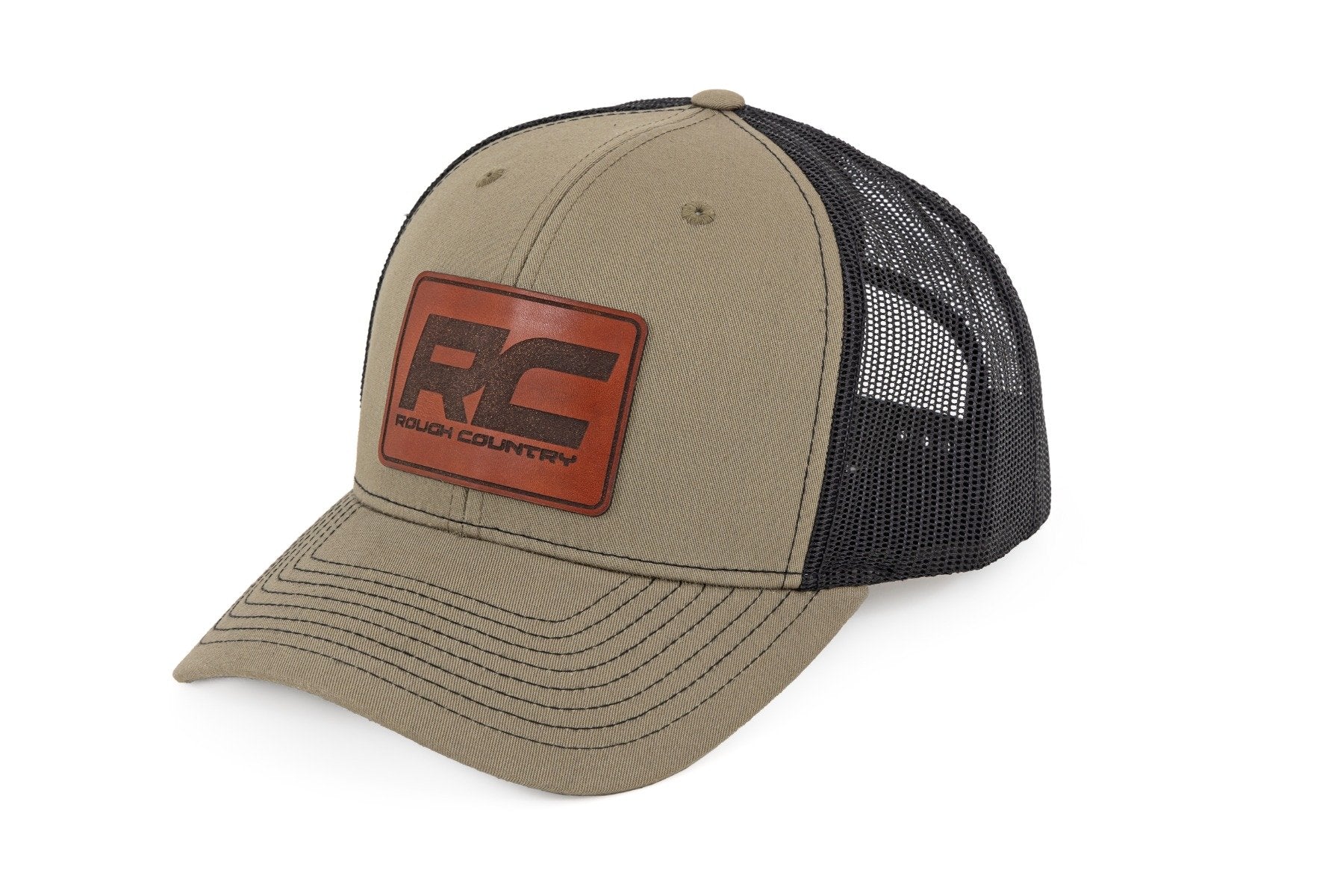 Rough Country Hat | Black Mesh RC Patch | Brown/Leather - Richardson 112 84119