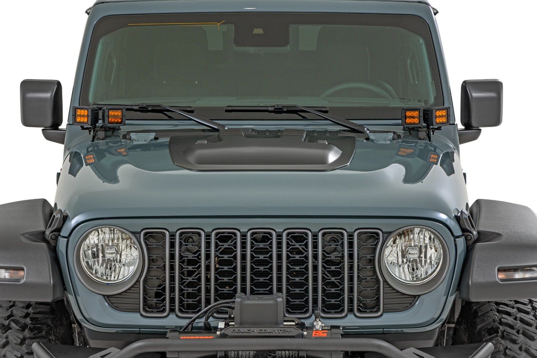 Rough Country Hood Scoop | PSC Billet Silver | for Jeep Gladiator JT/Wrangler JL 4WD (18-25) HS60010-PSC