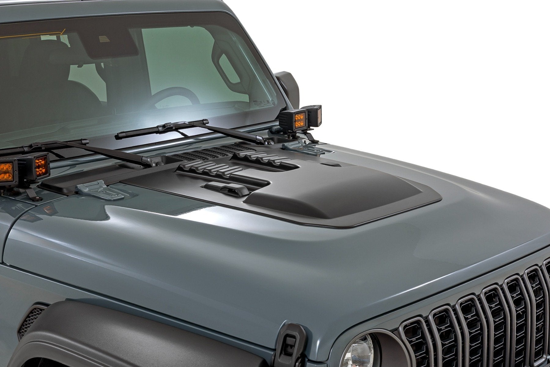 Rough Country Hood Scoop | PSC Billet Silver | for Jeep Gladiator JT/Wrangler JL 4WD (18-25)