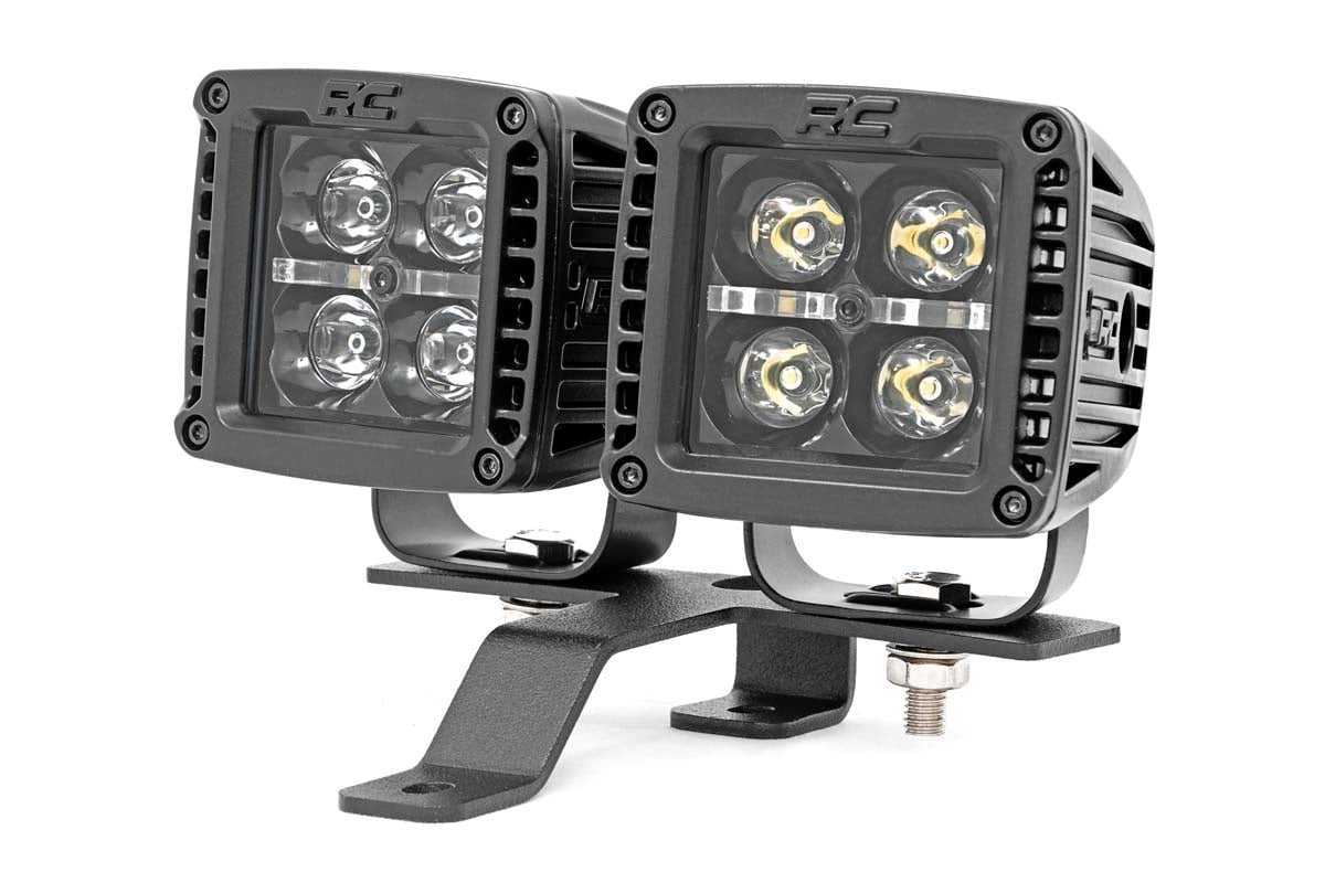 Rough Country Quad LED Light Pod Kit-BLK Amber DRL fits 18-23JL/20 Gladiator 70823
