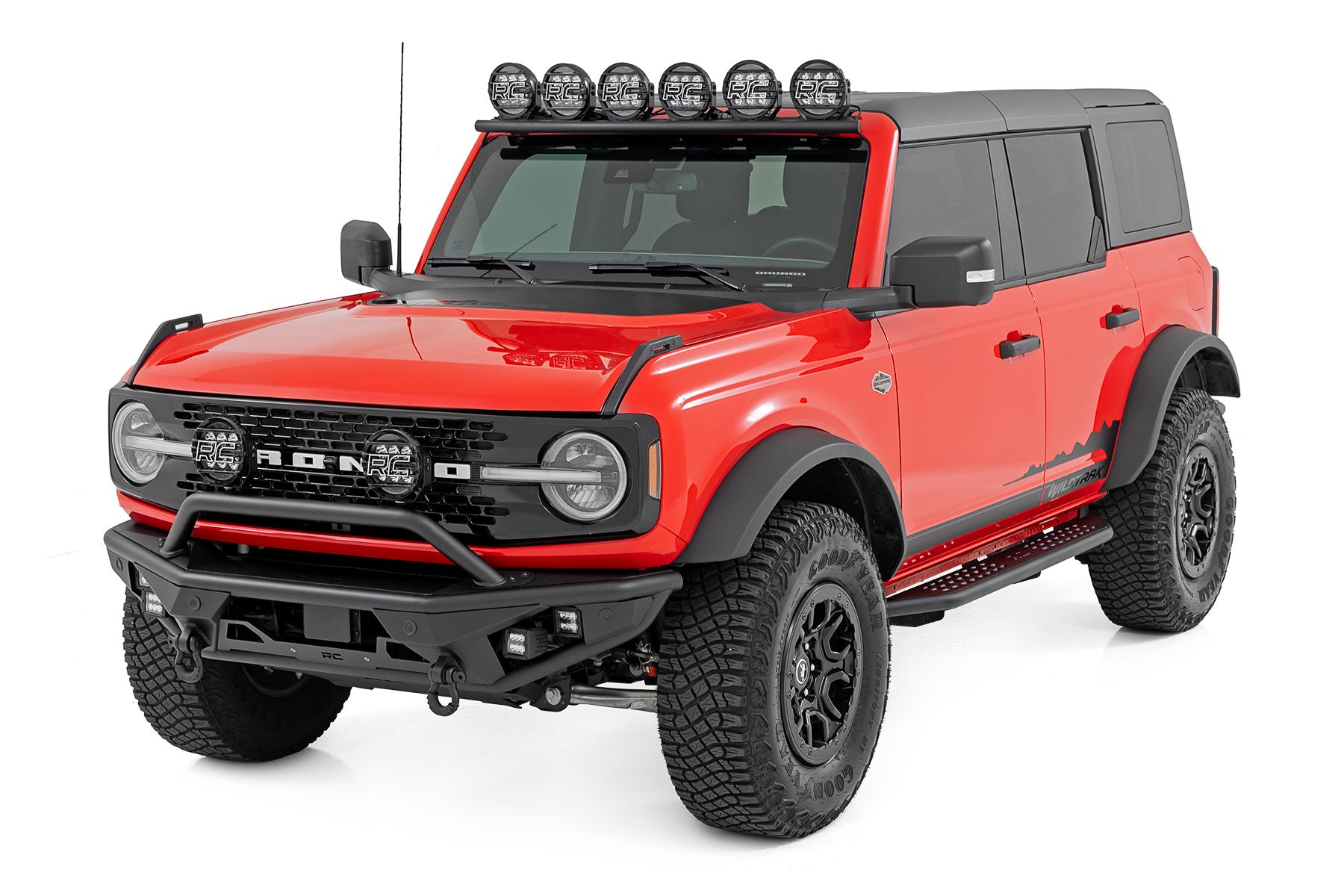 Rough Country OV2 Running Boards Side Step Bars 4DR Ford Bronco 21-24 14007
