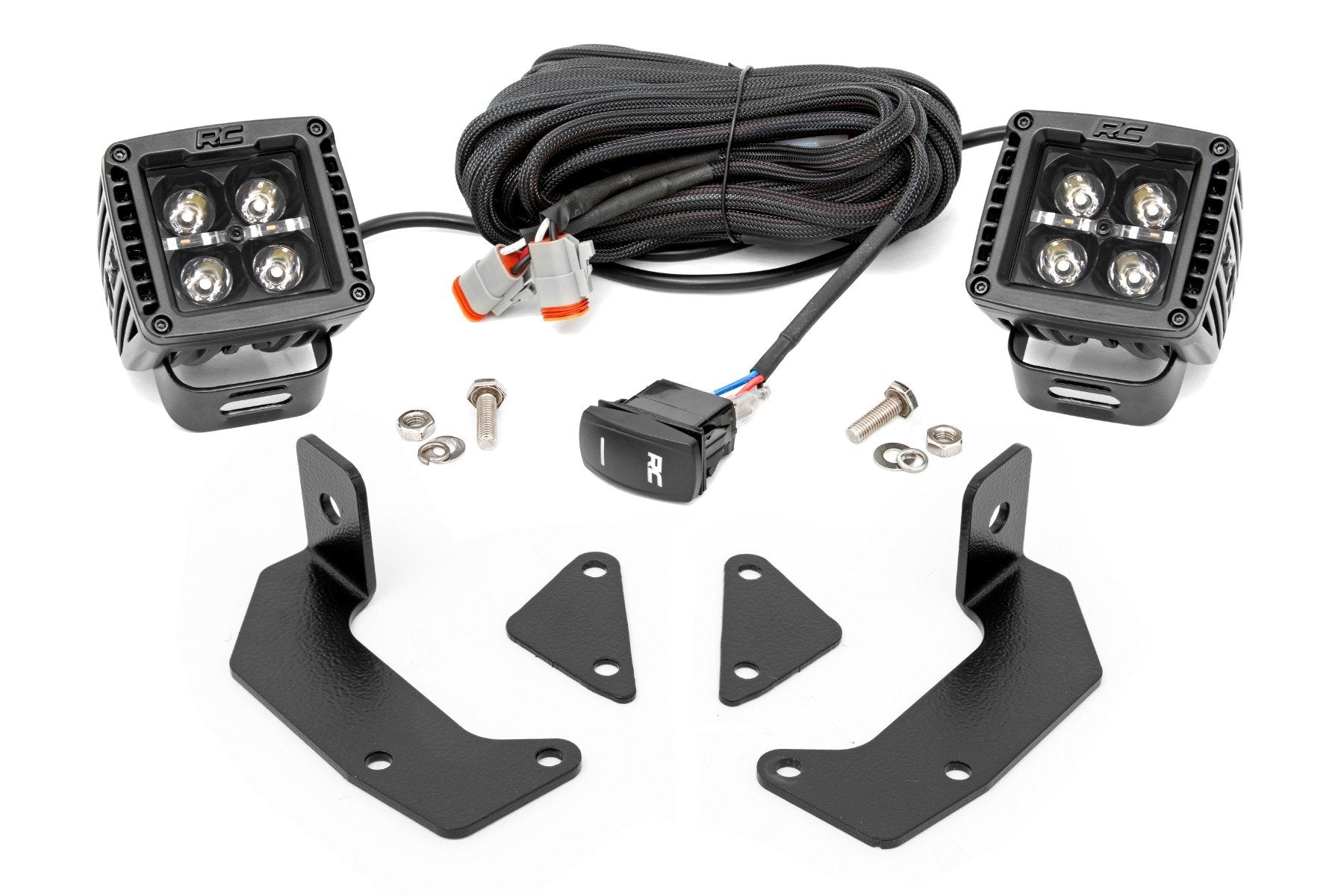Rough Country LED Light Cage Mount 2" Black Pair DRL CFMoto UForce 1000/1000XL 96104