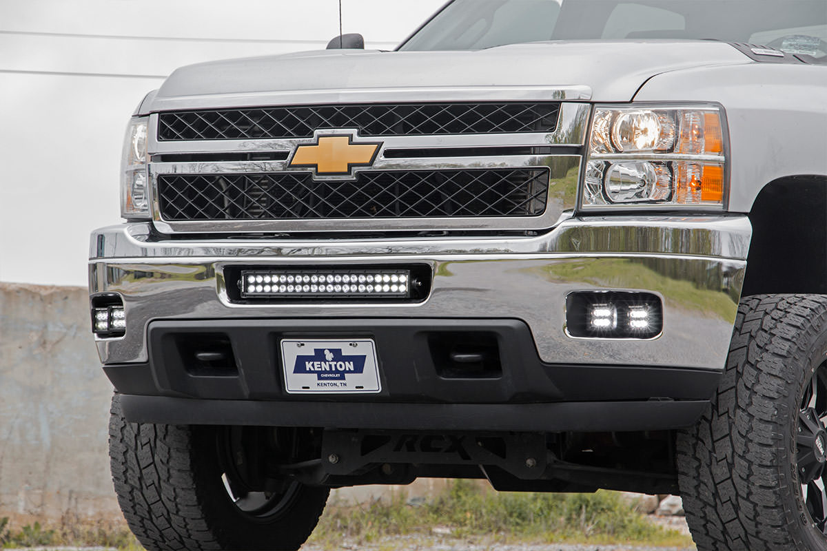 Rough Country Chevrolet LED Fog Light Kit BLK Ser w/White DRL 11-14 Silverado HD 70628DRL