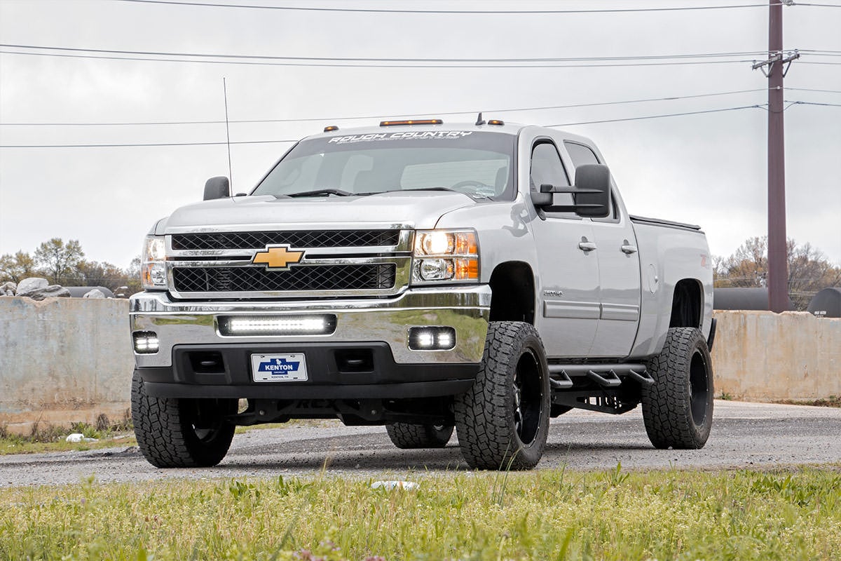 Rough Country Chevrolet LED Fog Light Kit BLK Ser w/White DRL 11-14 Silverado HD 70628DRL