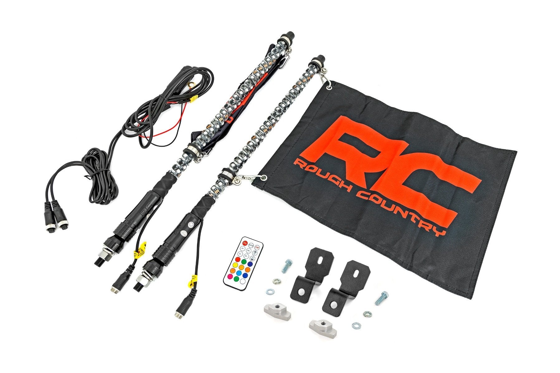 Rough Country Whip Mount | 2' Multl-Color LED Whip Pair | Can-AM Defender/Segway 93200