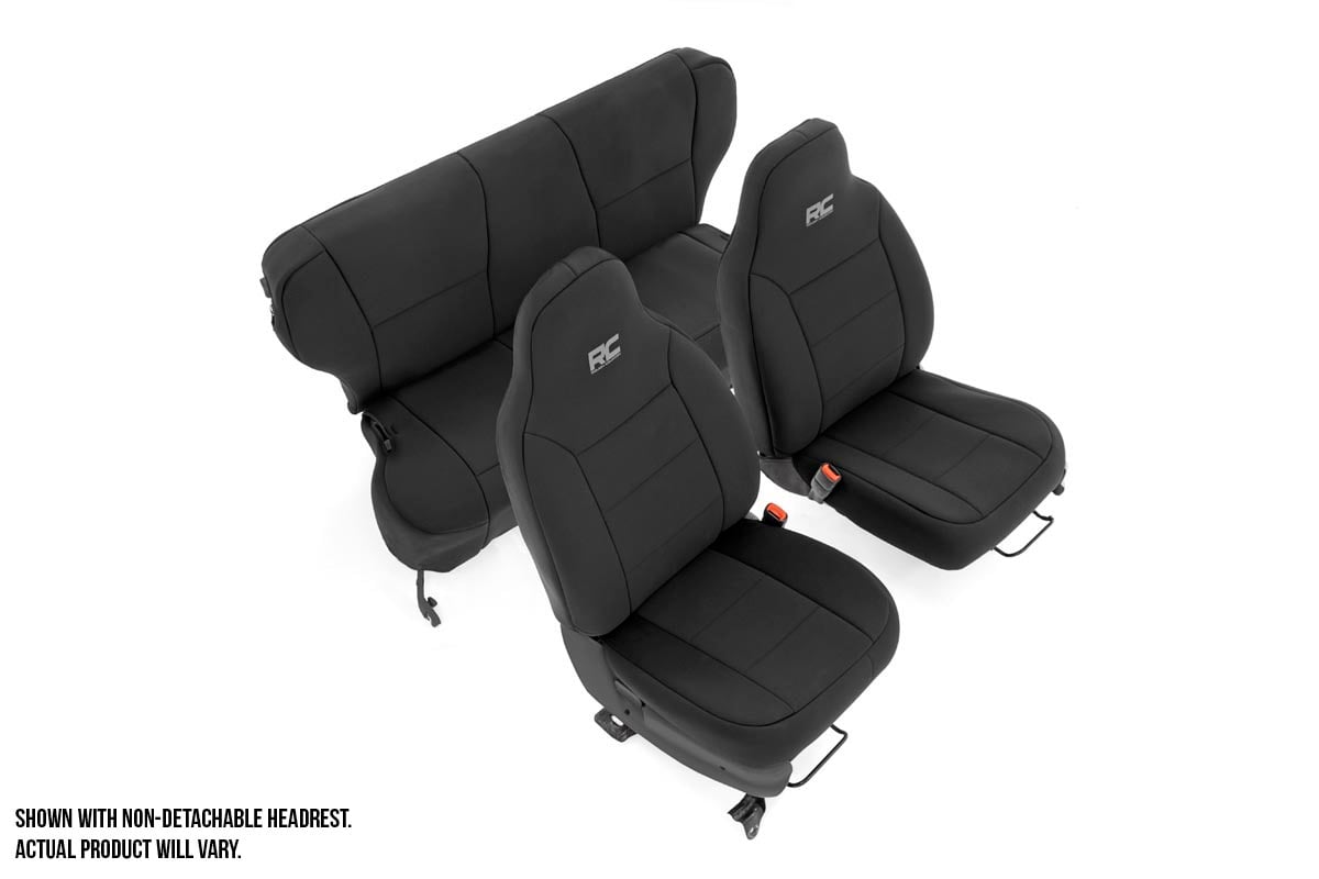 Rough Country Jeep Neo Seat Cover Set Black 97-01 XJ w/Detachable Headrest 91023