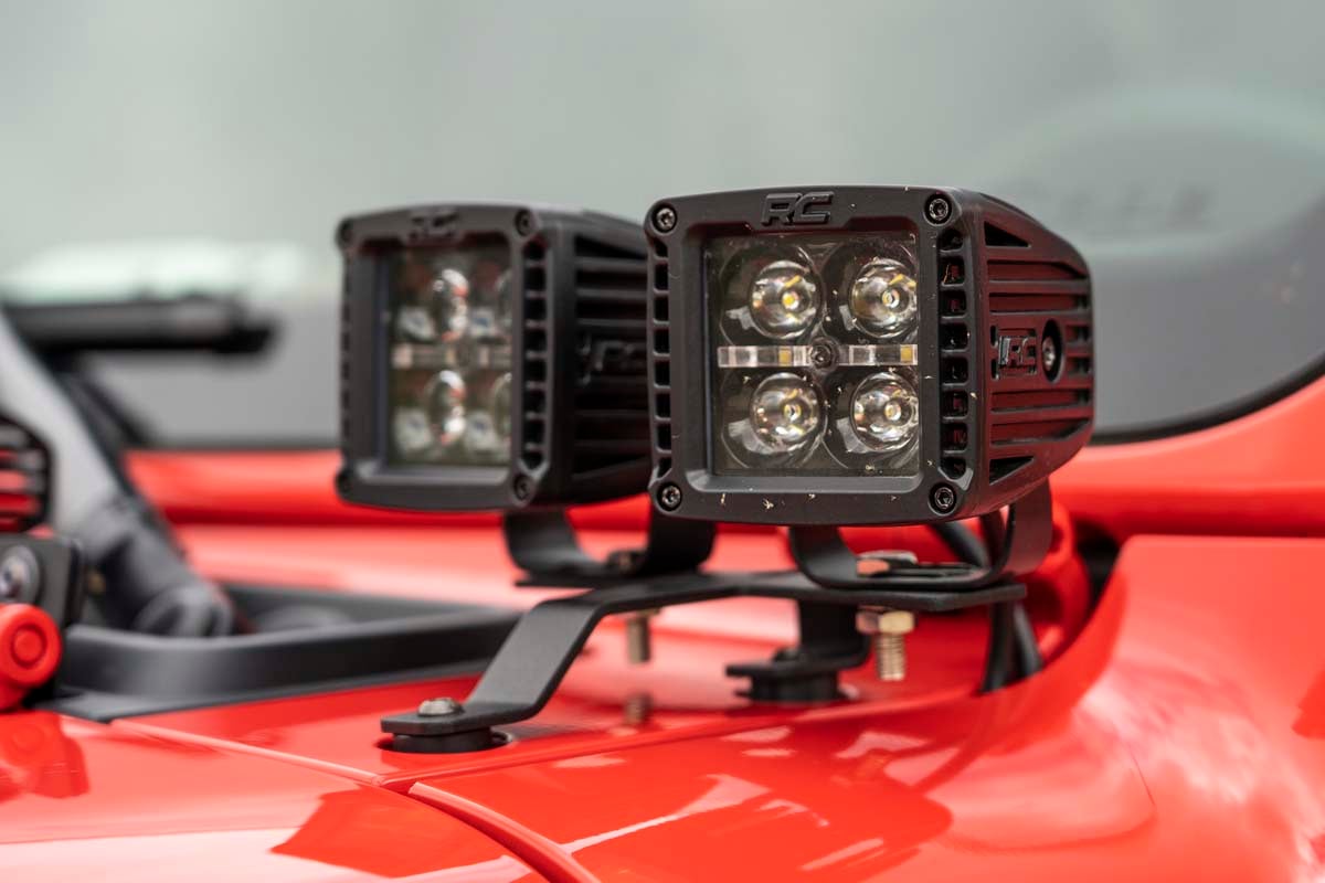 Rough Country Quad LED Light Pod Kit-BLK Amber DRL fits 18-23JL/20 Gladiator 70823