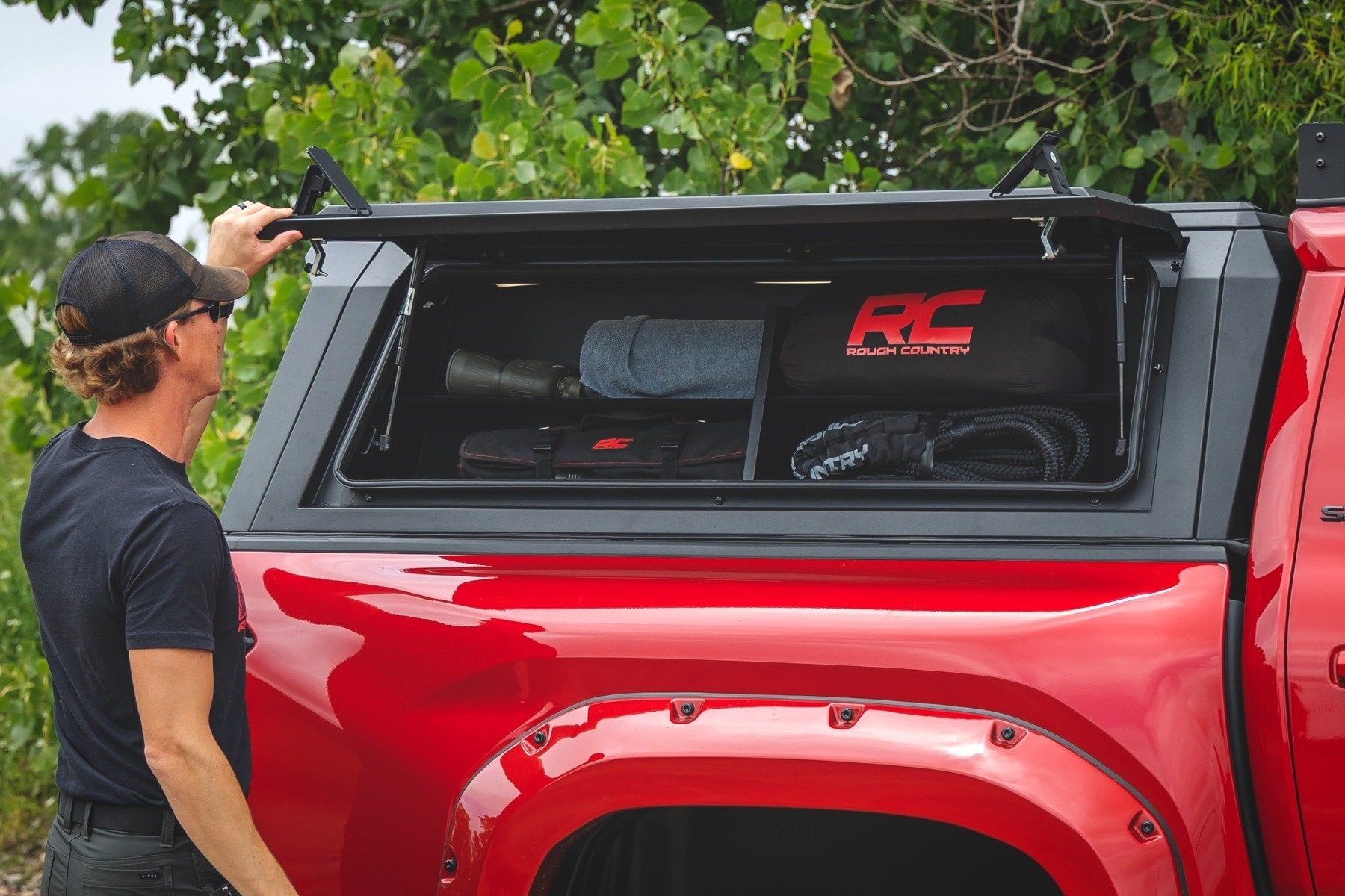 Rough Country Bed Cap Side Shelf Storage Bin | Passengers Side | for Toyota Tacoma (16-26) 734075
