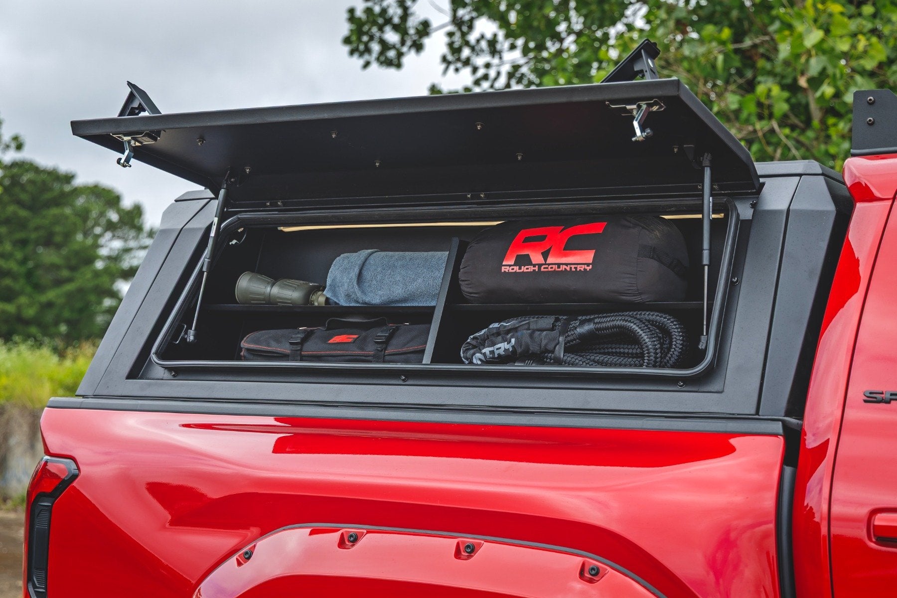 Rough Country Bed Cap Side Shelf Storage Bin | Passengers Side | for Toyota Tacoma (16-26) 734075