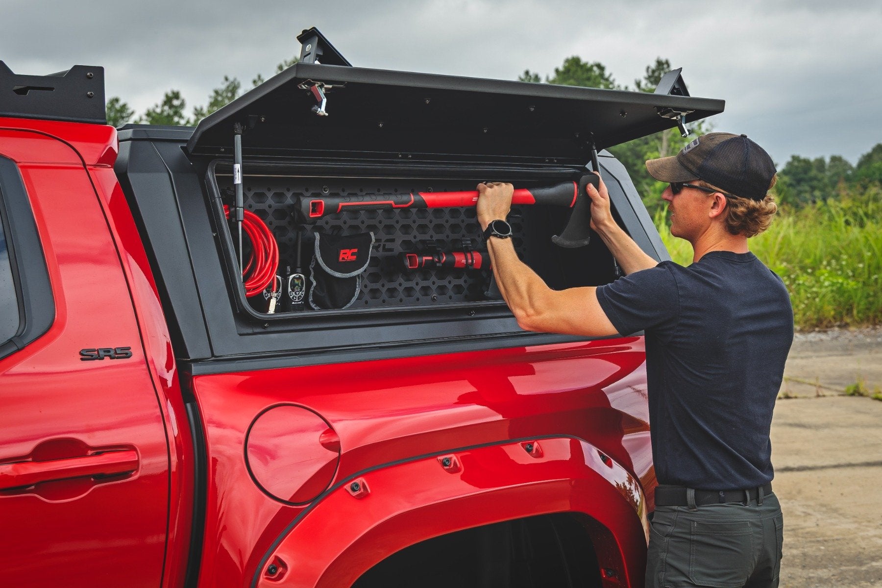 Rough Country Bed Cap Molle Panel Side Storage Bin | Drivers Side | for Toyota Tacoma (16-26)