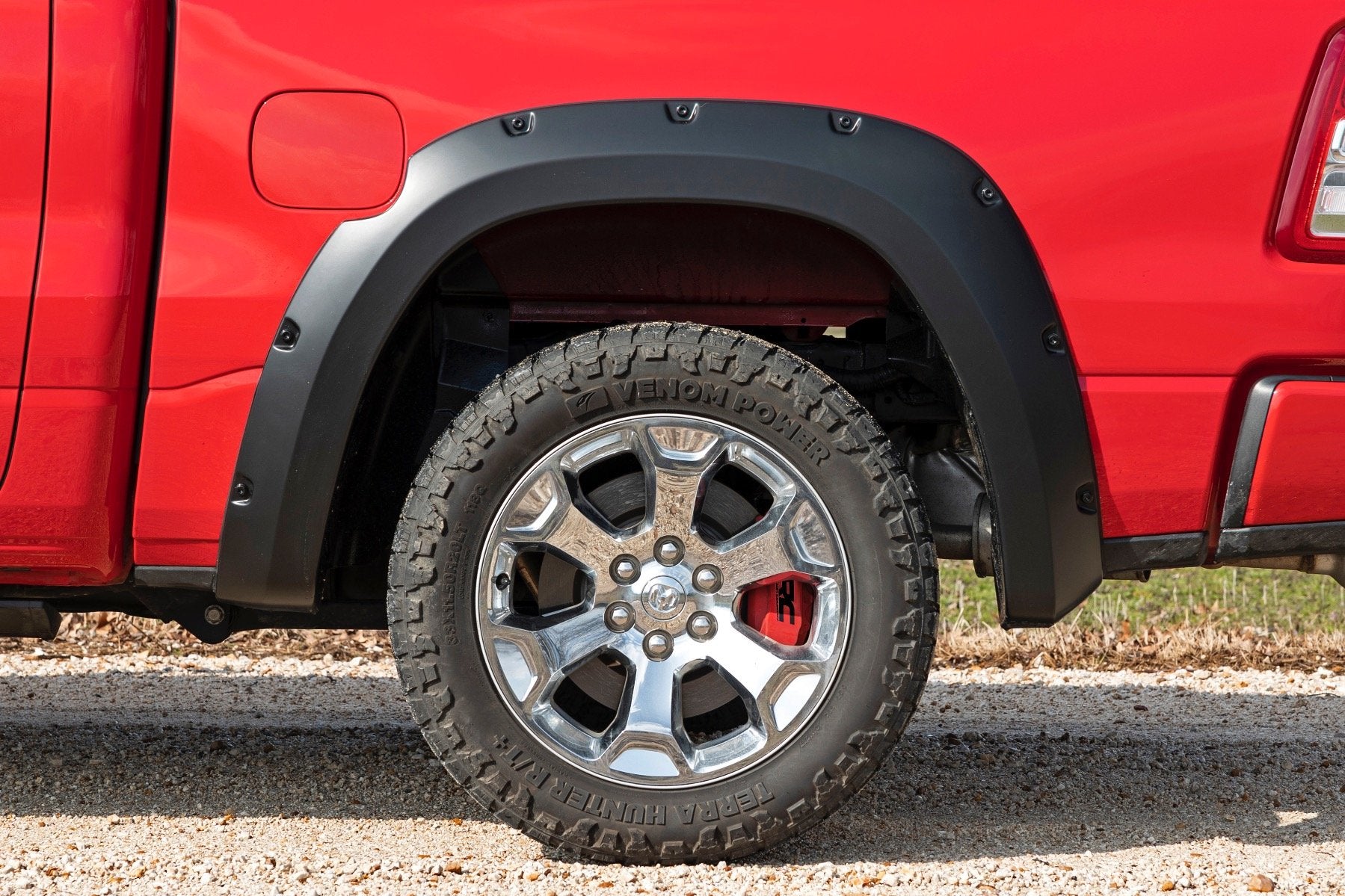 Rough Country Caliper Covers | Rear | Red | for Ram 1500 2WD/4WD (2019-2025) 711482