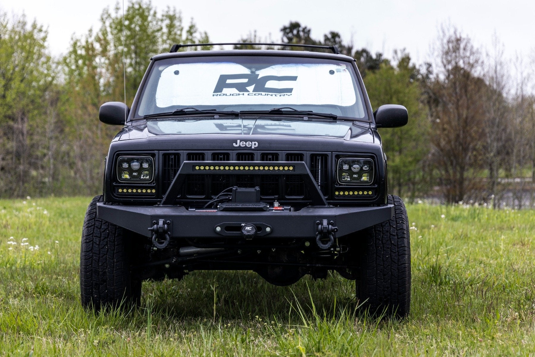 Rough Country 8" Cree LED Light Bar-Single Row, Pair Black Series Cool White DRL 70728BLDRL