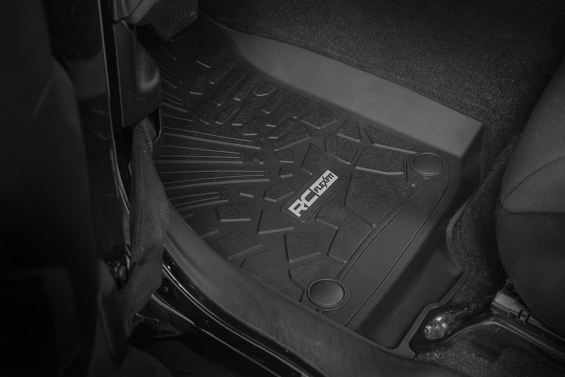 Rough Country Flex Fit Floor Mats | FR | 2 Door | for Jeep Wrangler JL 4WD (2018-2025) FF-6011_A