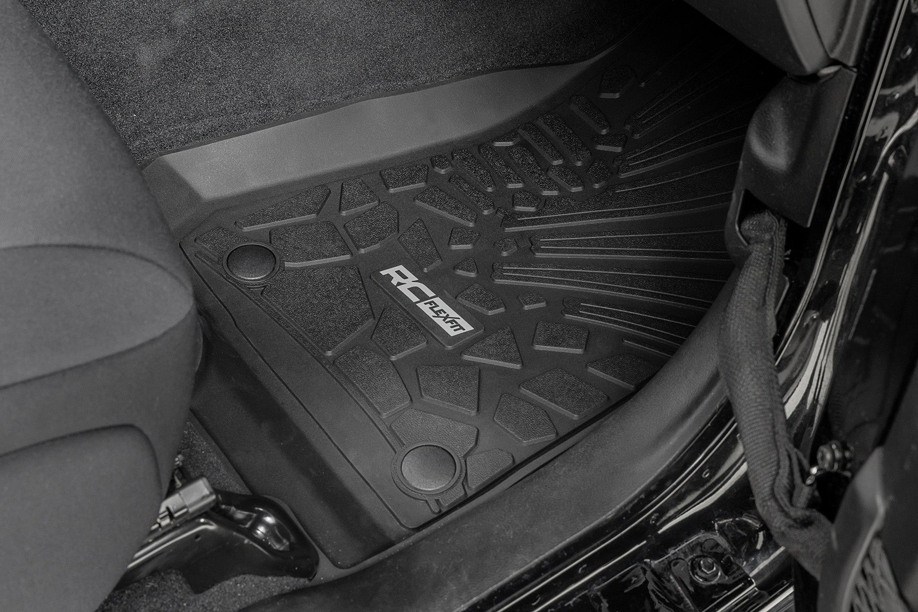 Rough Country Flex Fit Floor Mats FR 4Dr for Jeep Wrangler JLU 4wd 18-24 FF-6011