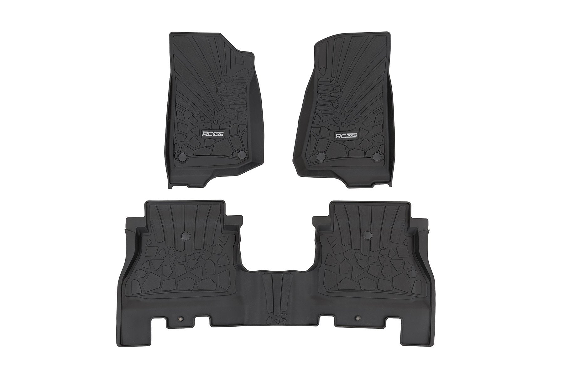 Rough Country Flex-Fit Floor Mats FR & RR 4Dr for Jeep Wrangler Unlimited 18-24 FF-60112