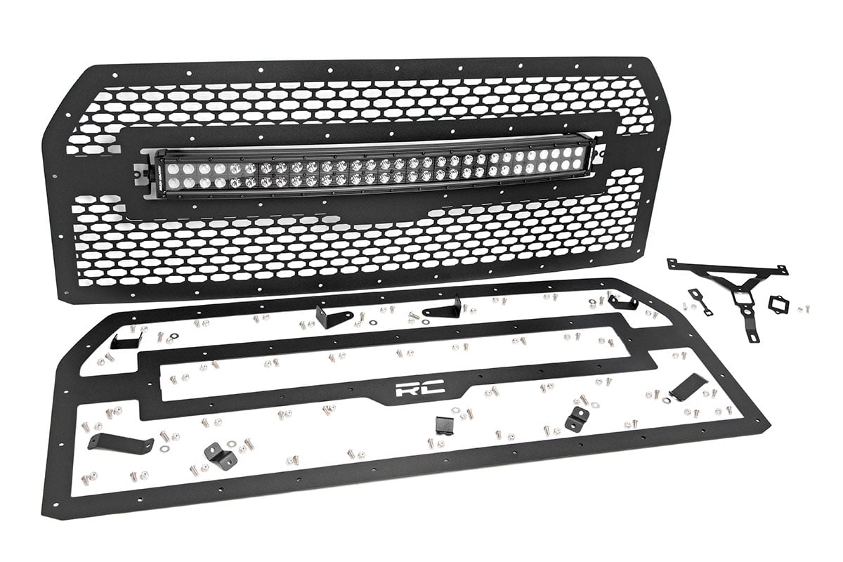 Rough Country Ford Mesh Grille w/30in Dual Row Black Series LED 15-17 F-150 70193