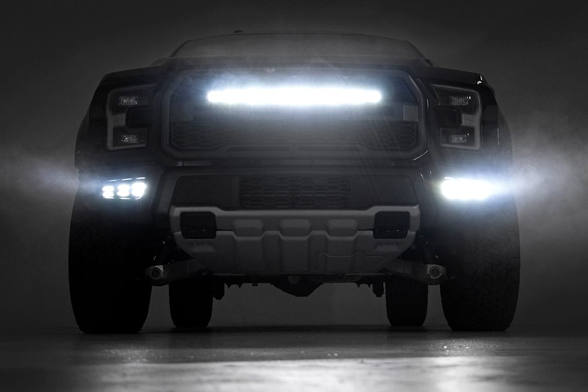 Rough Country Ford Triple LED Fog Light Kit BLK Ser 17-19 F-150 Raptor 70700DRL