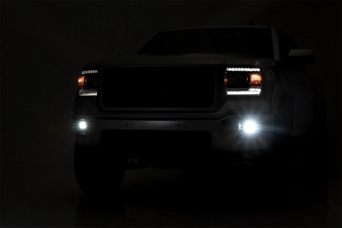 Rough Country GMC 2-inch Cree LED Fog Light Kit Black Series 14-15 Sierra 1500 70689